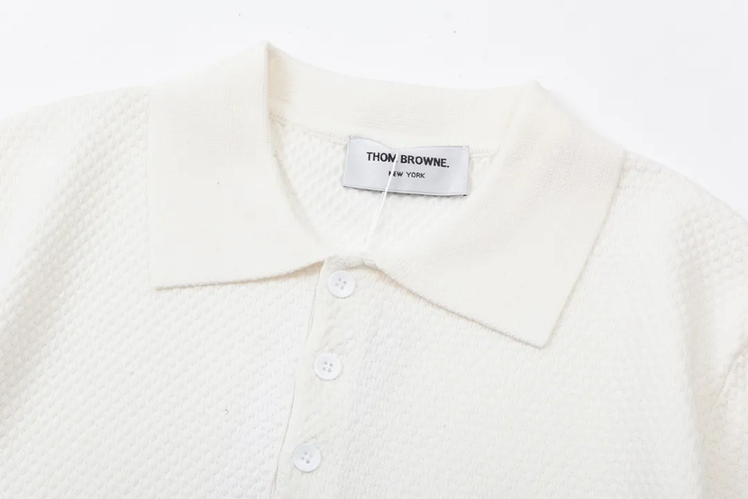 Thom Browne ➡️ POLO ， Retro Same Style Polo Versatile : White Size：M-3XL